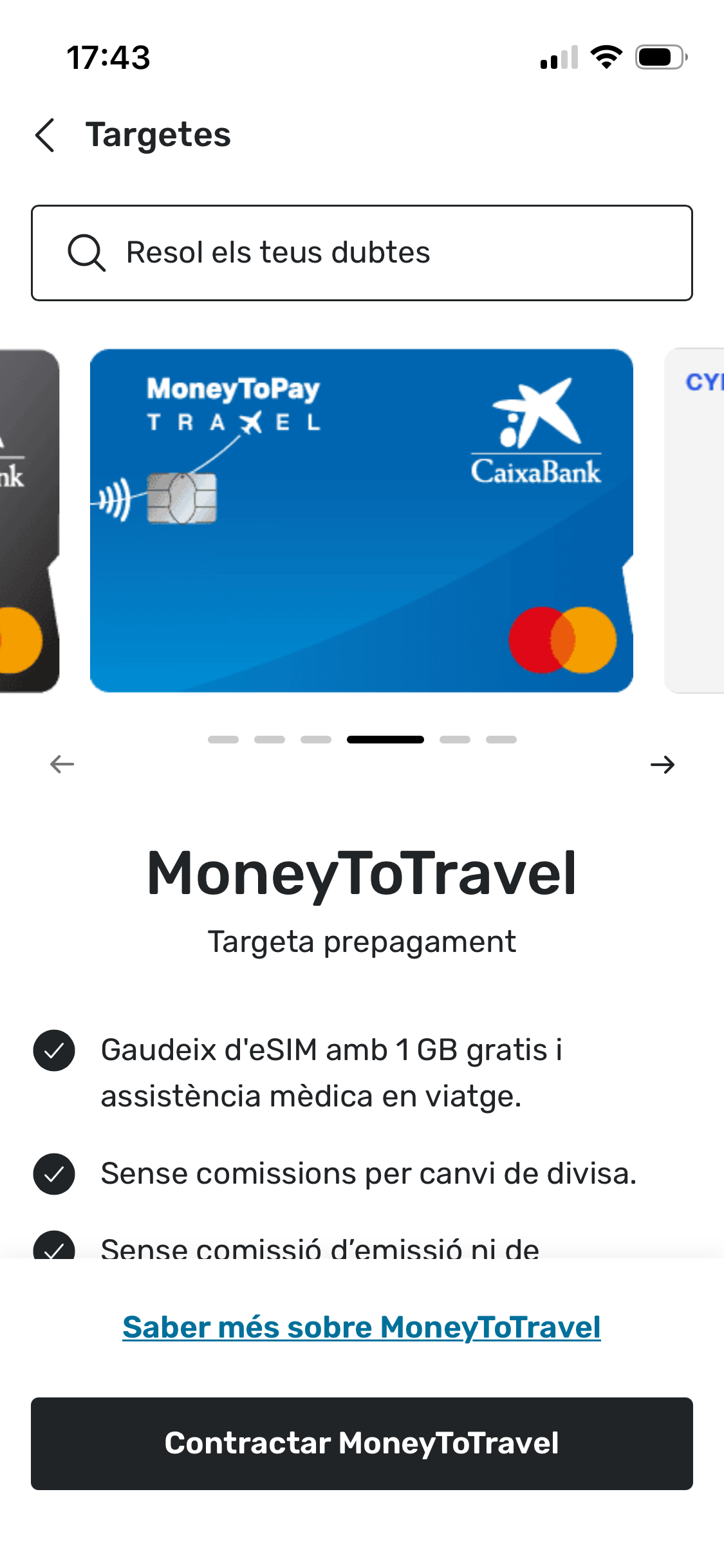 Targeta MoneyToTravel de CaixaBank