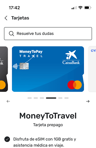 Tarjeta MoneyToTravel de CaixaBank